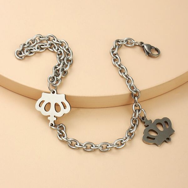 

Crown Decor Link Bracelet, Silver