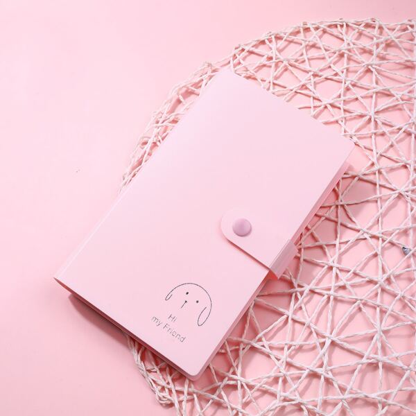 

Snap Button Letter Graphic Card Holder, Pink