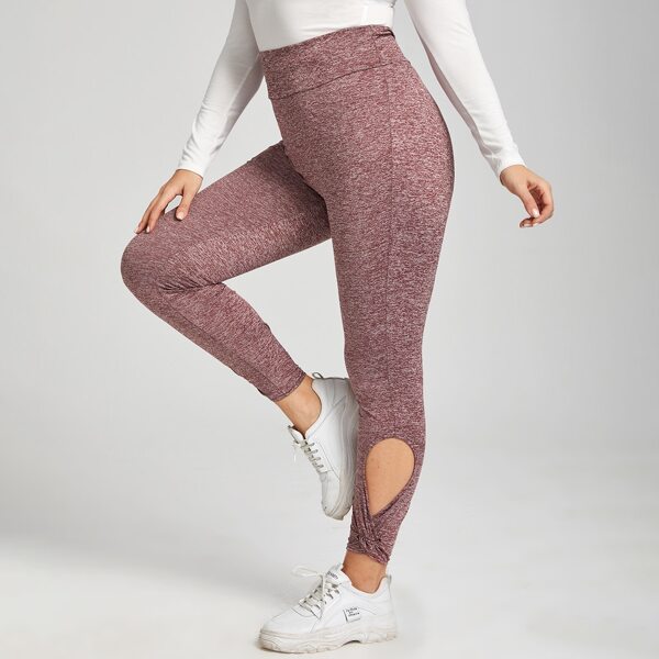 

Plus Cut Out Back Wide Band Waist Leggings, Redwood