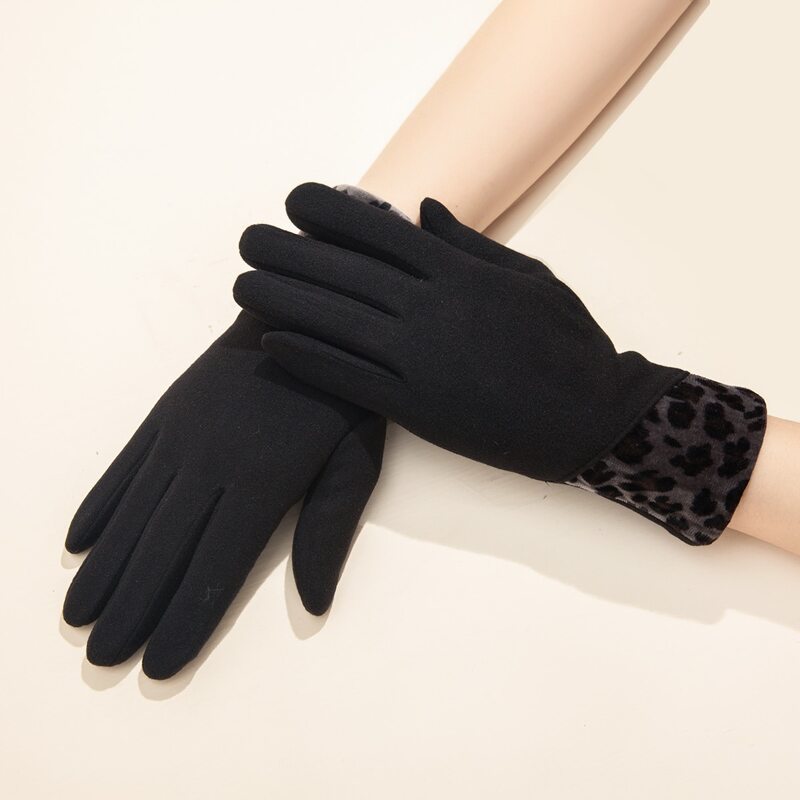 

1pair Leopard Gloves, Grey