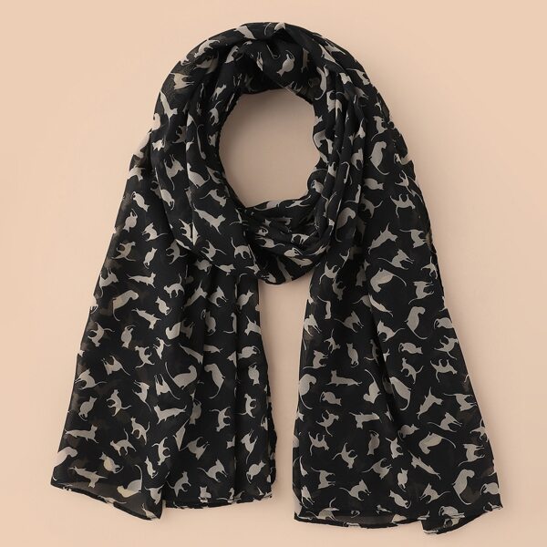 

Animal Print Scarf, Black