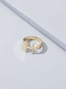 Anillo con diseño de letra - Amarillo Oro - Ver 2