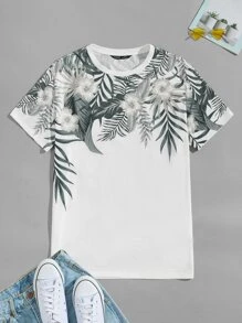 GENTILAND Camiseta con estampado tropical - Blanco - Ver 1