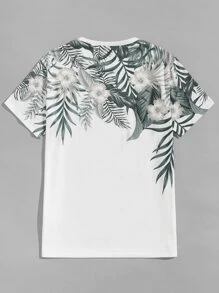 GENTILAND Camiseta con estampado tropical - Blanco - Ver 2