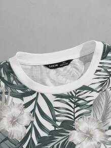 GENTILAND Camiseta con estampado tropical - Blanco - Ver 4