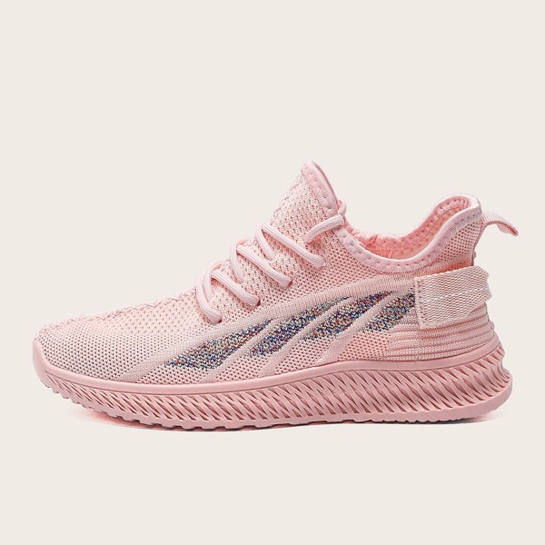 

Lace-up Decor Knit Sneakers, Pink