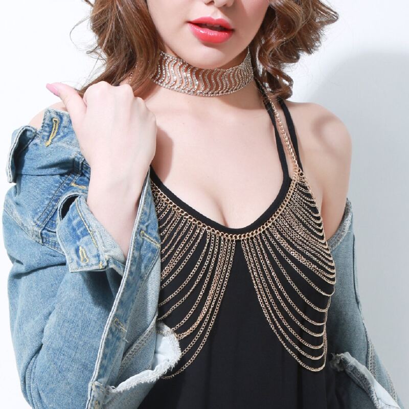 

Halter Layered Body Chain, Gold