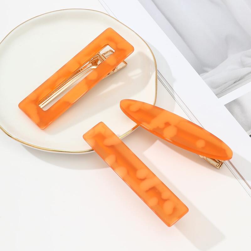 

3pcs Geo Hair Clip, Orange