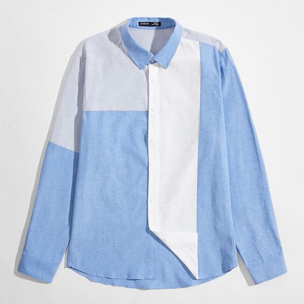

Men Colorblock Button Placket Shirt, Multicolor