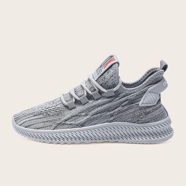 

Lace-up Decor Knit Sneakers, Grey