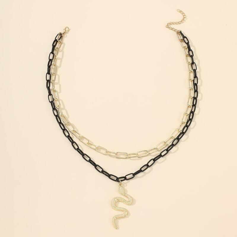 

Snake Charm Layered Necklace, Gold