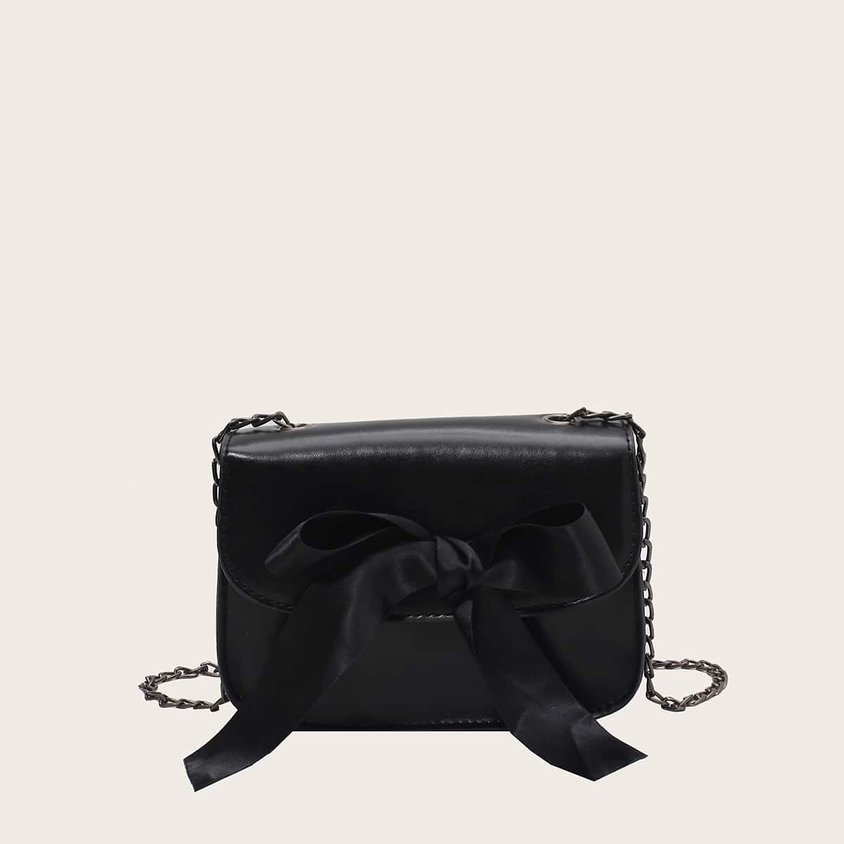 

Bow Knot Chain Crossbody Bag, Black