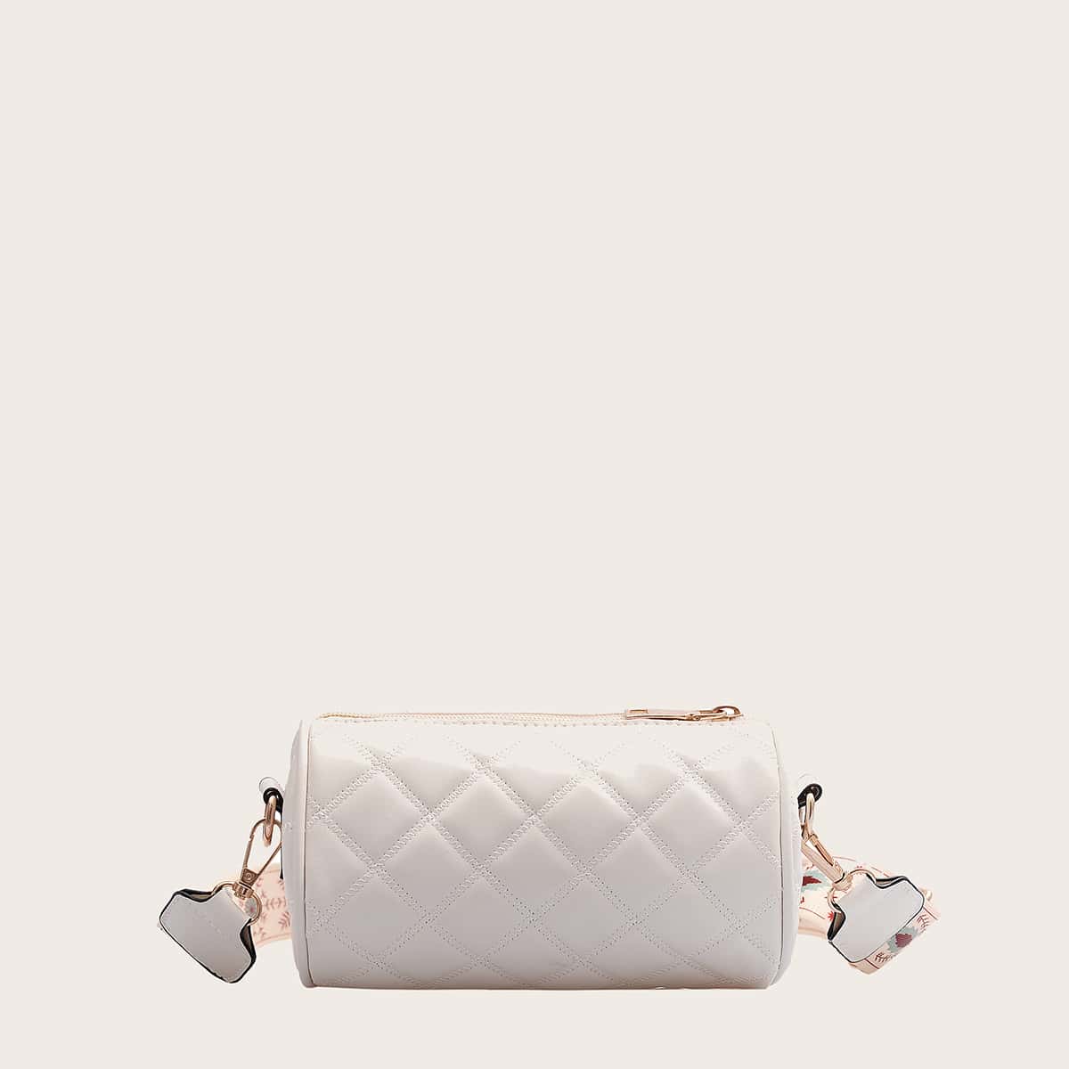 

Quilted Guitar Strap Crossbody Bag, White
