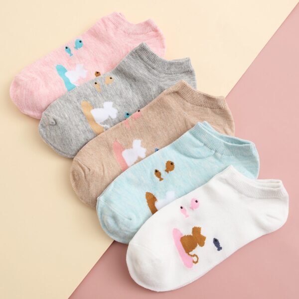 

5pairs Cartoon Graphic Socks, Multicolor