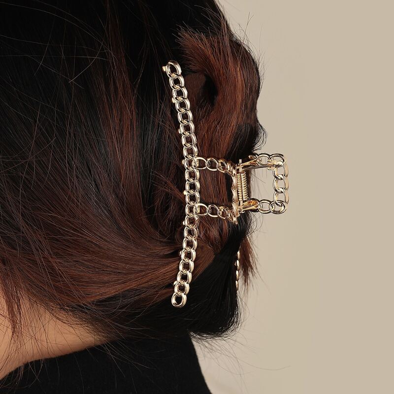 

1pc Chain Design Hair Claw, Gold