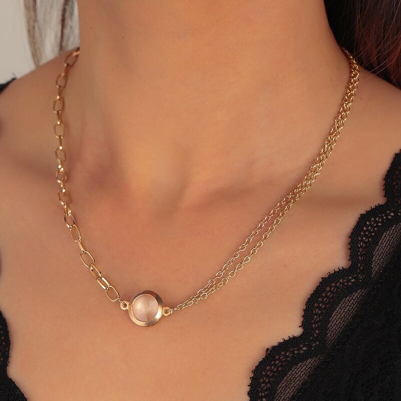 

Crystal Decor Chain Necklace, Gold