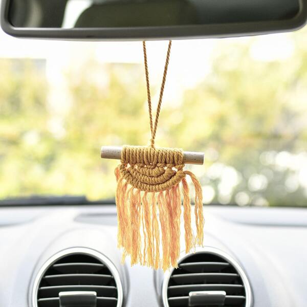 

1pc Woven Wall Hanging, Yellow