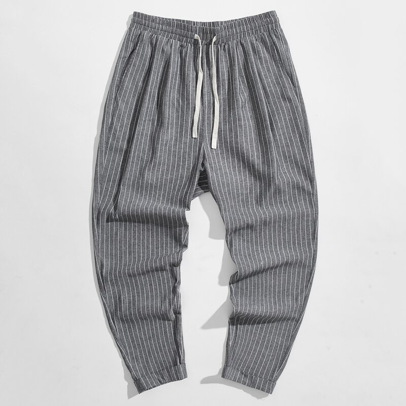 

Guys Drawstring Waist Striped Pants, Grey