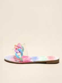 Clear Chain Decor Slide Sandals - Multicolor - View 4