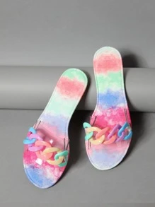 Clear Chain Decor Slide Sandals - Multicolor - View 5