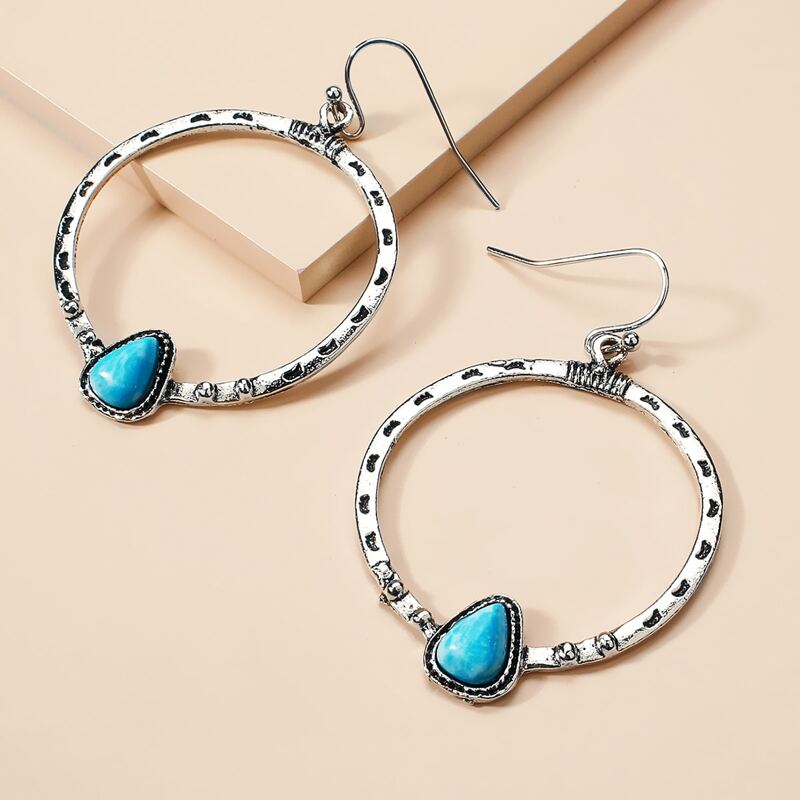 

Gemstone Hoop Drop Earrings, Silver