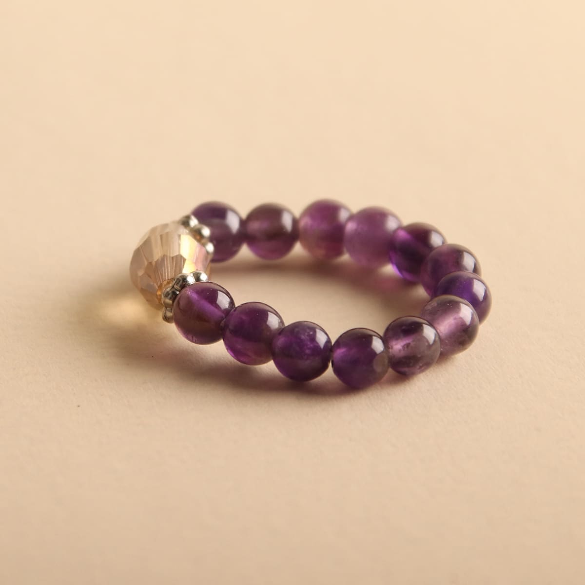 

1pc Beaded Ring, Purple