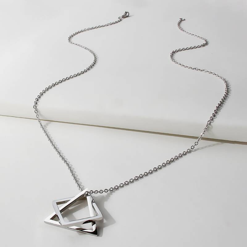 

Geo Pendant Necklace, Silver