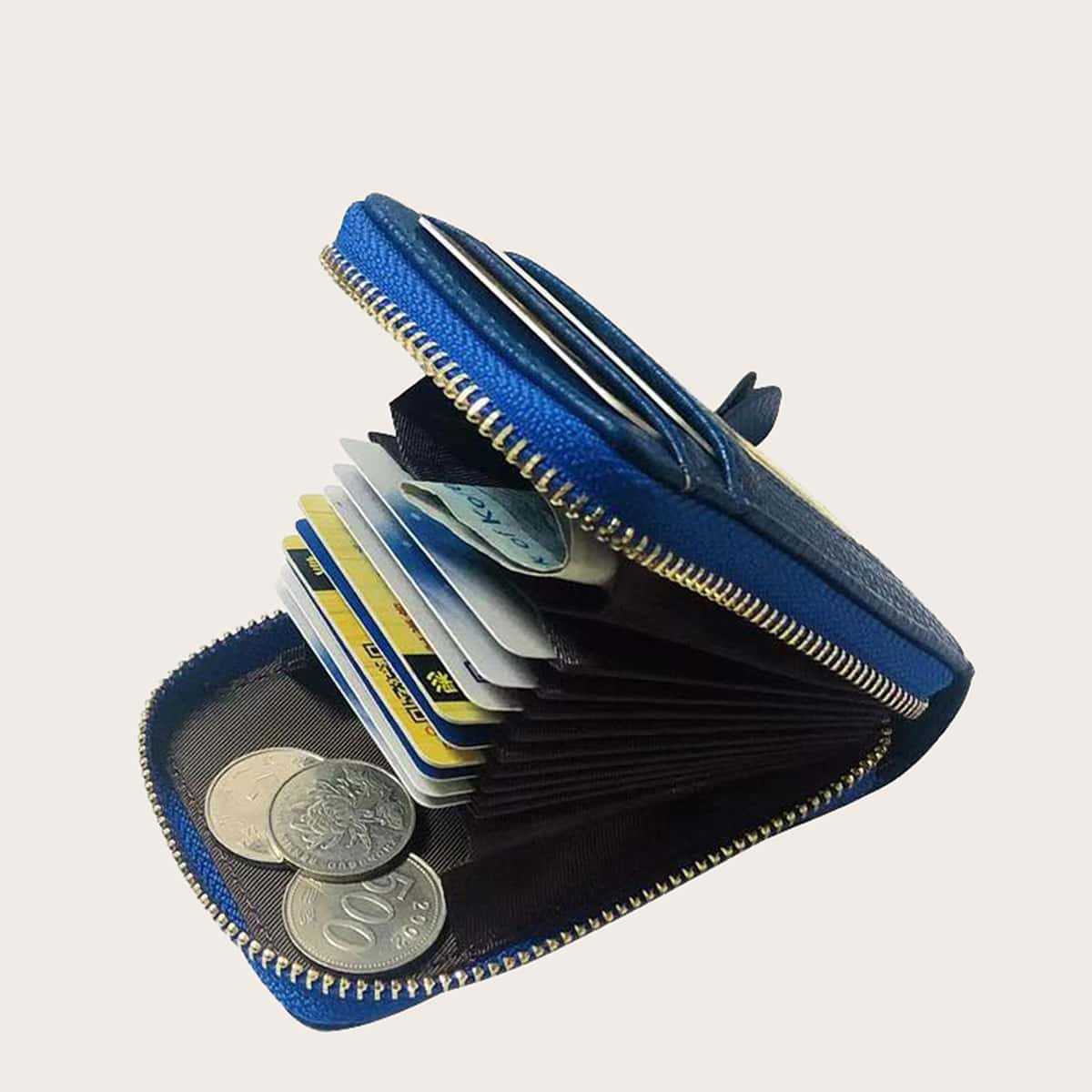 

Zip Around Multi-compartment Small Wallet, Blue