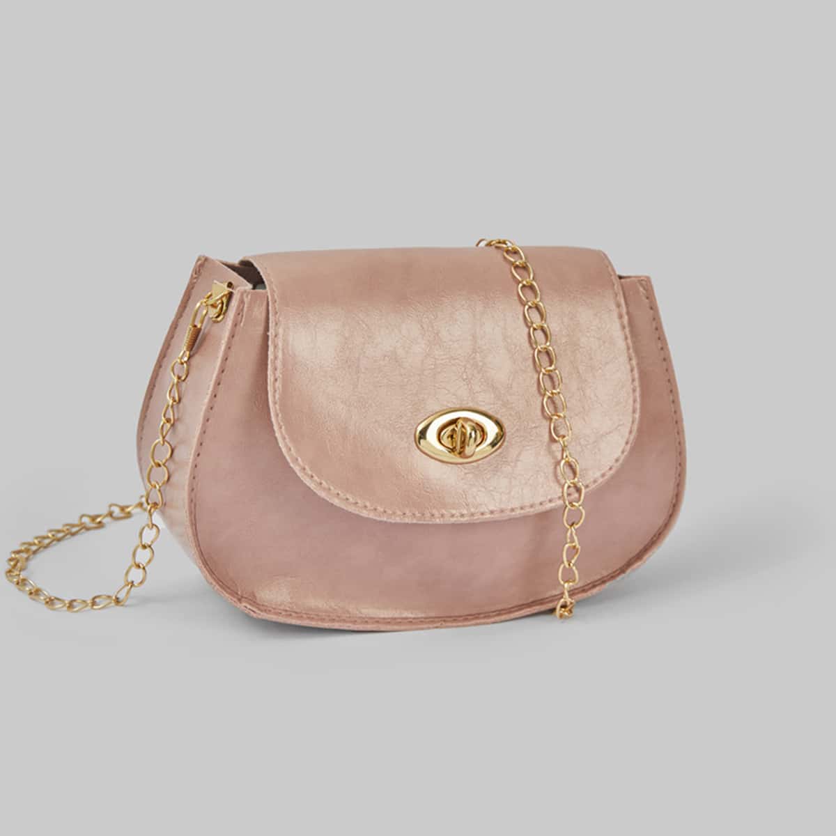 

Solid Chain Saddle Bag, Baby pink