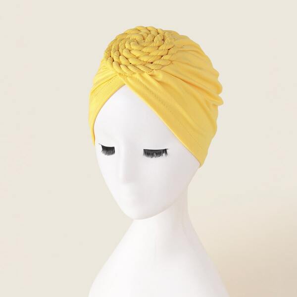 

Braided Round Decor Turban Hat, Yellow