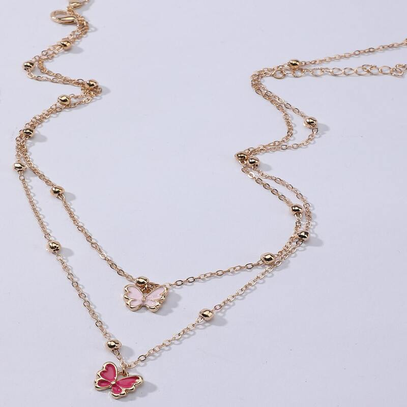 

2pcs Butterfly Chain Necklace, Gold