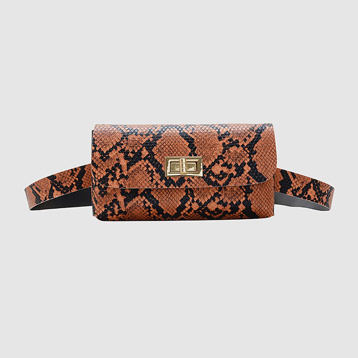 

Snakeskin Belt Bag, Brown