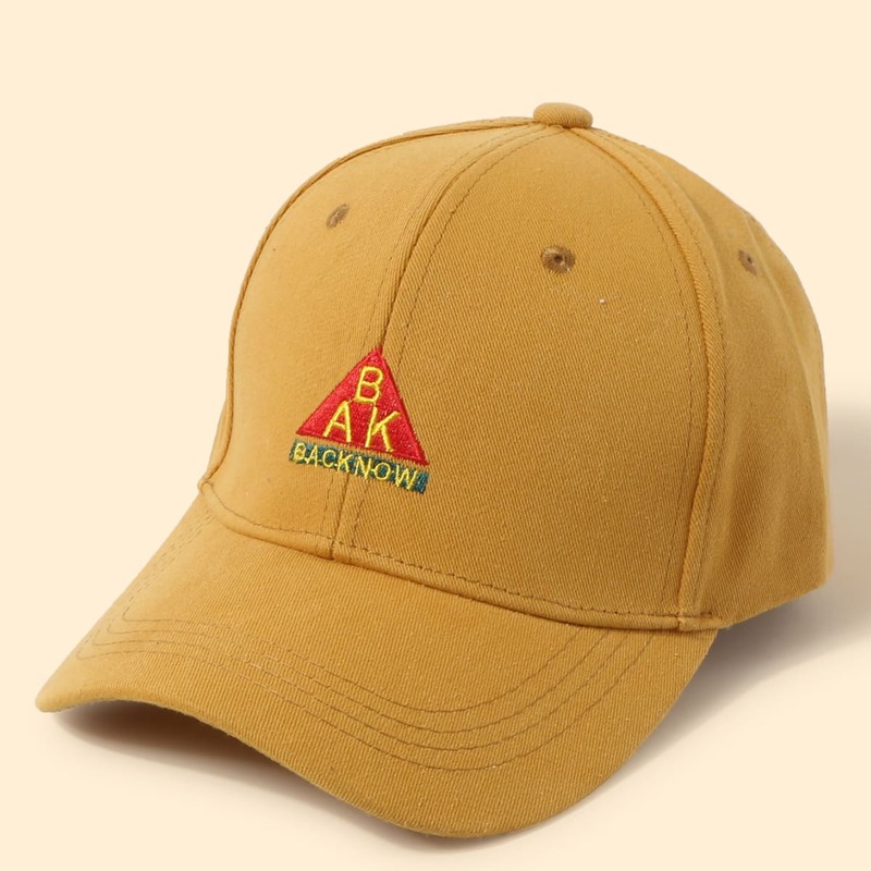 

Letter Embroidery Baseball Cap, Mustard yellow