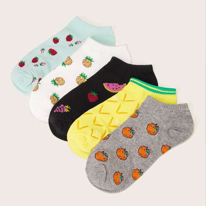 

5pairs Fruit Pattern Ankle Socks, Multicolor