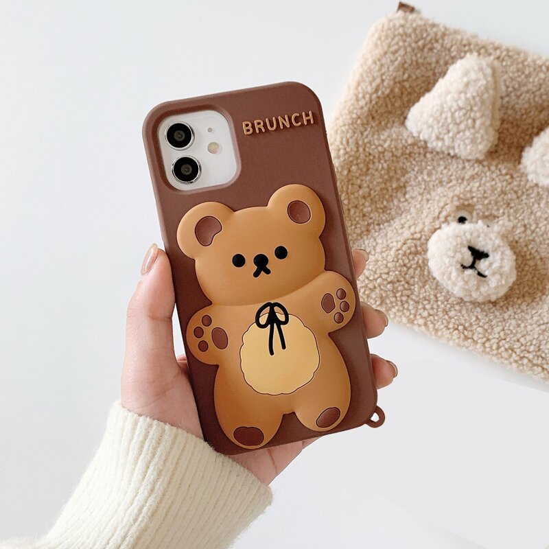 

Cartoon Bear iPhone Case, Coffee brown