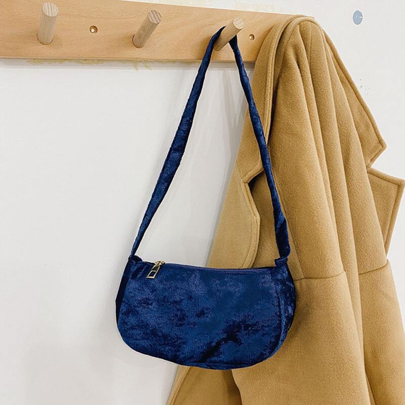 

Minimalist Velvet Baguette Bag, Blue