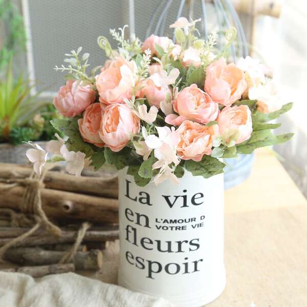 

1bundle Artificial Peony With 6pcs Head, Pink