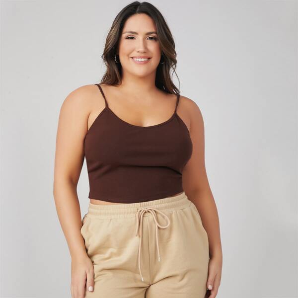 

Plus Solid Cami Top, Chocolate brown