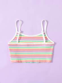 SHEIN Top de tirantes ringer de rayas de arcoíris tejido de canalé - Multicolor - Ver 2