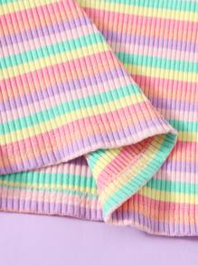 SHEIN Top de tirantes ringer de rayas de arcoíris tejido de canalé - Multicolor - Ver 4