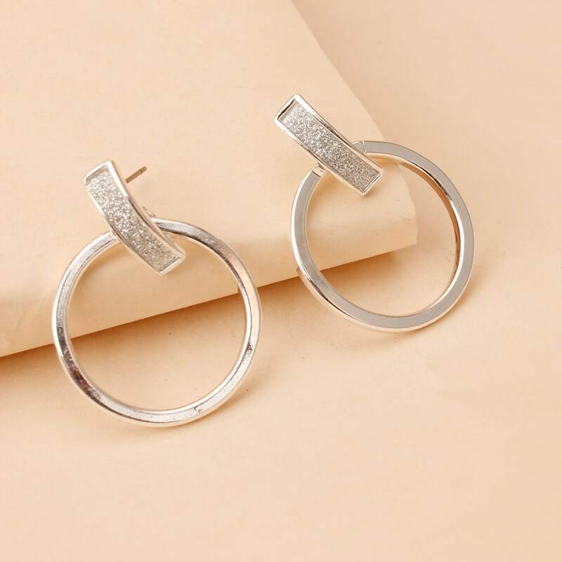 

Bar & Hoop Drop Earrings, Silver