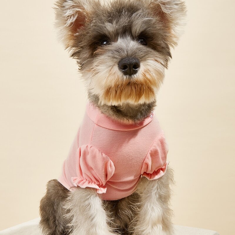 

Flower Embroidery Pet Tee, Pink