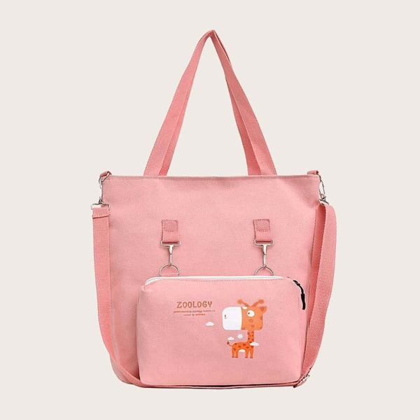 

Girls Canvas Tote Bag With Purse, Pink