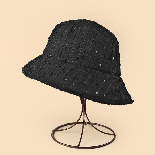 

Sequin Detail Bucket Hat, Black