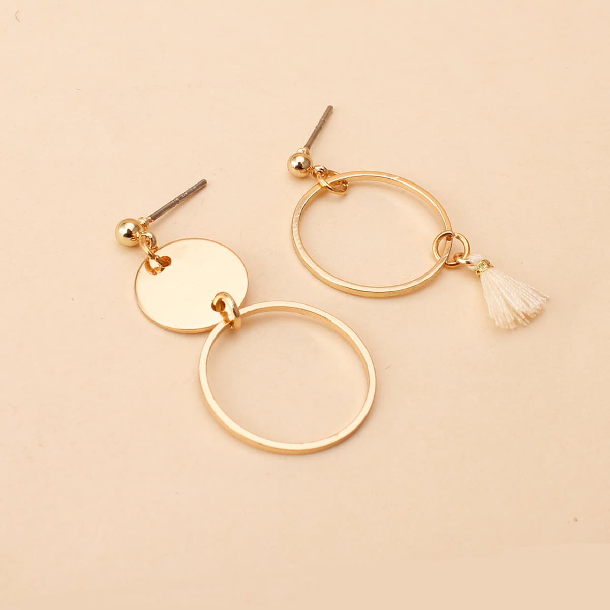 

Ring & Tassel Drop Earrings, Gold