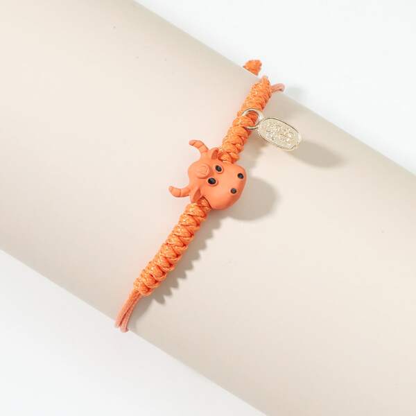 

Animal Decor Braided Bracelet, Orange