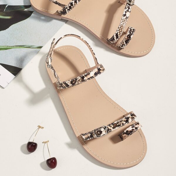 

Girls Snakeskin Print Thong Sandals, Apricot