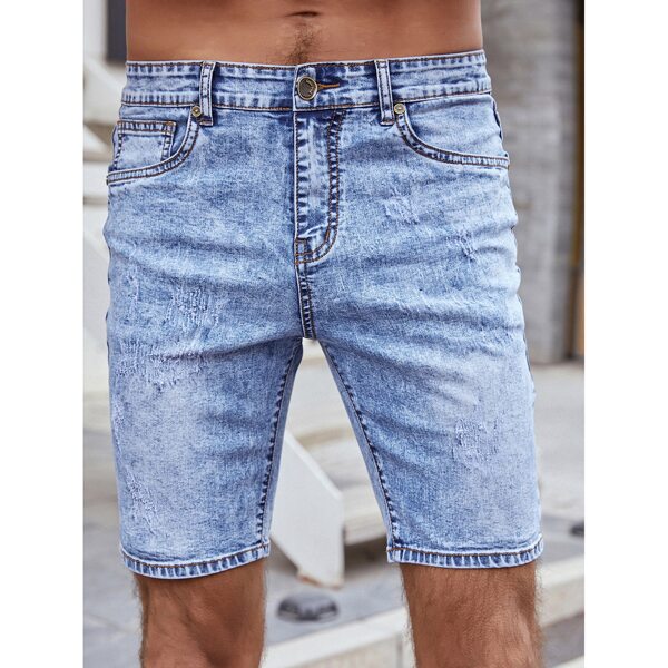 

Men Ripped Snowflake Denim Bermuda Shorts, Light wash