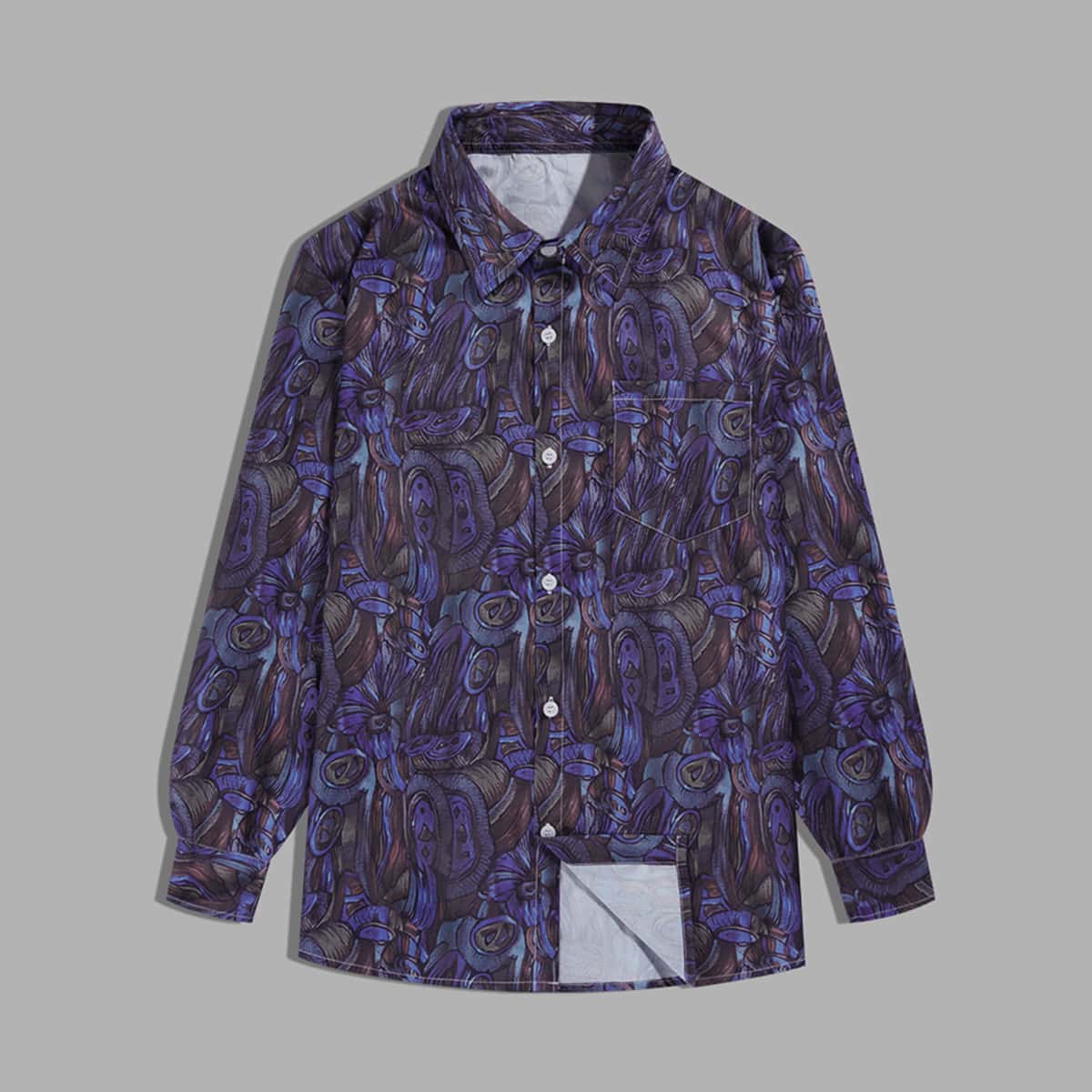 

Guys Allover Print Pocket Front Shirt, Multicolor