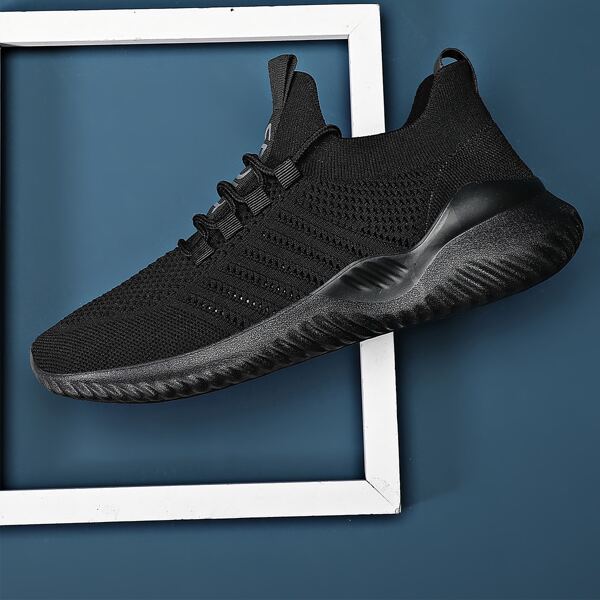 

Men Letter Graphic Lace-up Decor Sneakers, Black